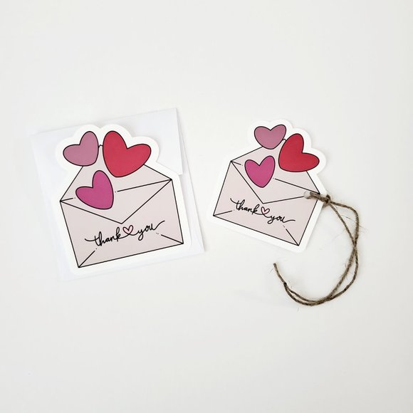 LB066 NOTE CARDS Lots of Love Heart Envelope Says Thank You [Price Firm] - Picture 4 of 7